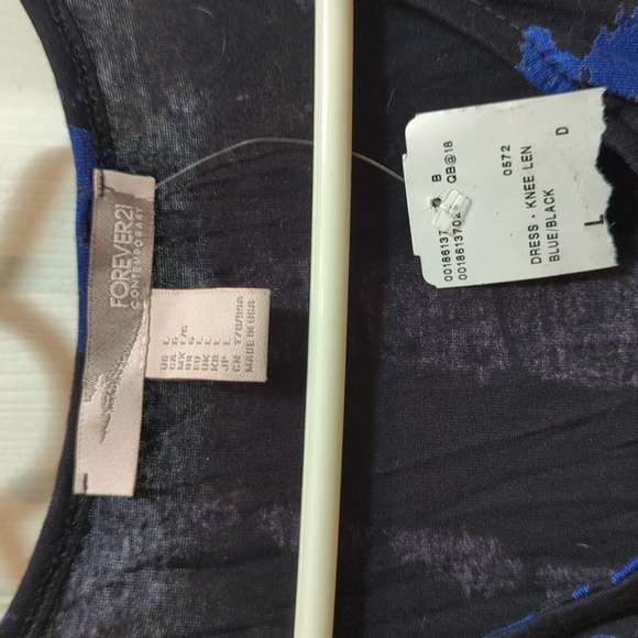 Forever 21 Contemporary Women's Black/Blue Size Large Midi Dress w/Tie Front NEW - Picture 6 of 13